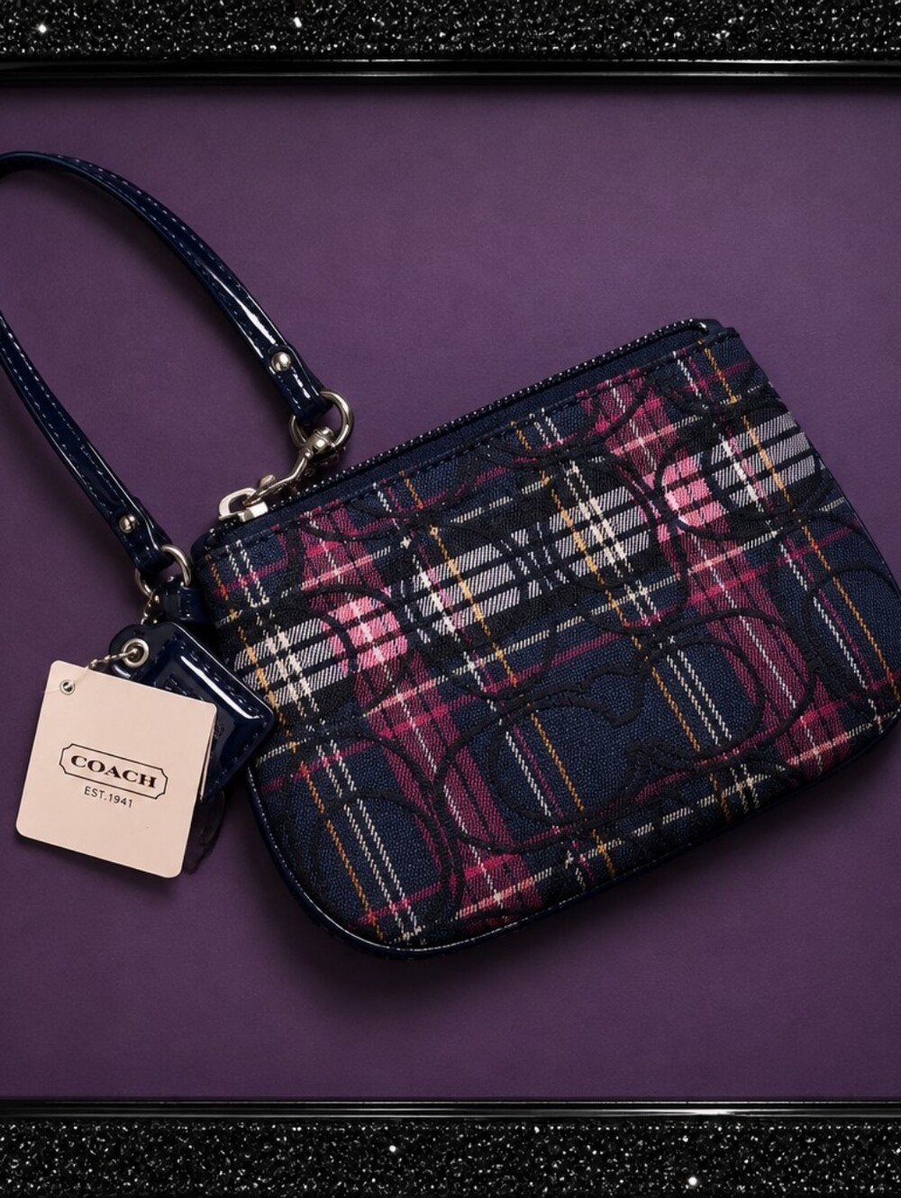 Nwt Rare Coach Poppy Tartan Wristlet New